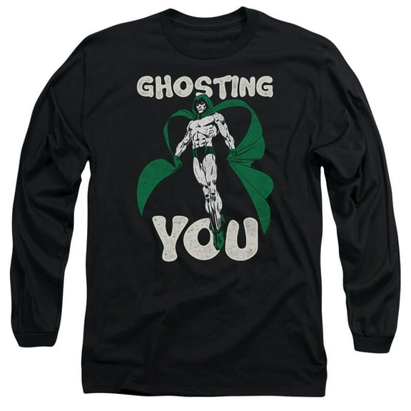JLA Justice League Ghosting Long Sleeve Adult 18/1 T-Shirt Black