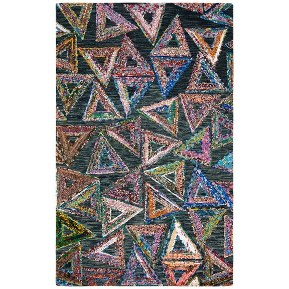 SAFAVIEH Aspen Jacob Geometric Area Rug, Dark Green/Black, 5' x 8'