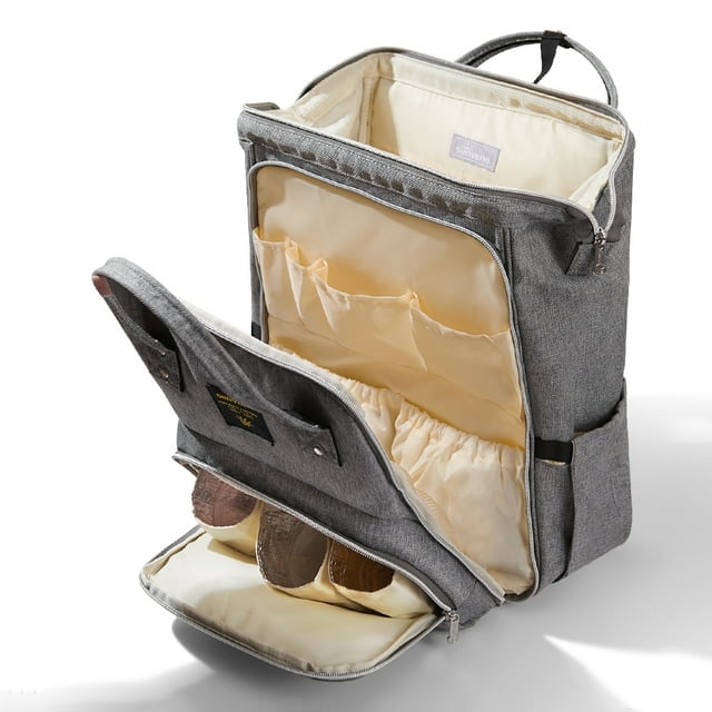 Sunveno Open Wide Diaper Bag Large Capacity Backpack with Changing Pad, Grey