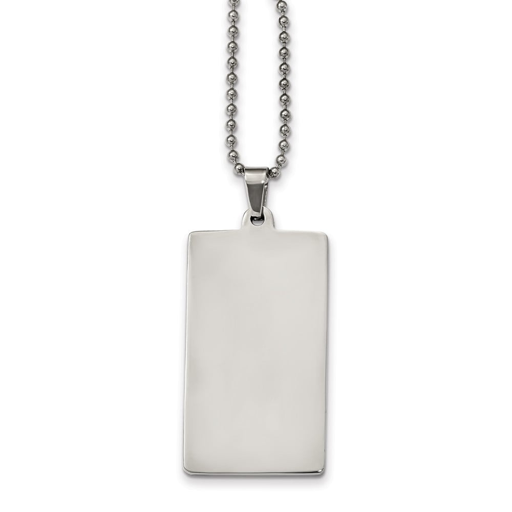 Bonyak Jewelry Stainless Steel Brushed /& Polished 1.85mm Reversible Dog Tag Necklace in Stainless Steel