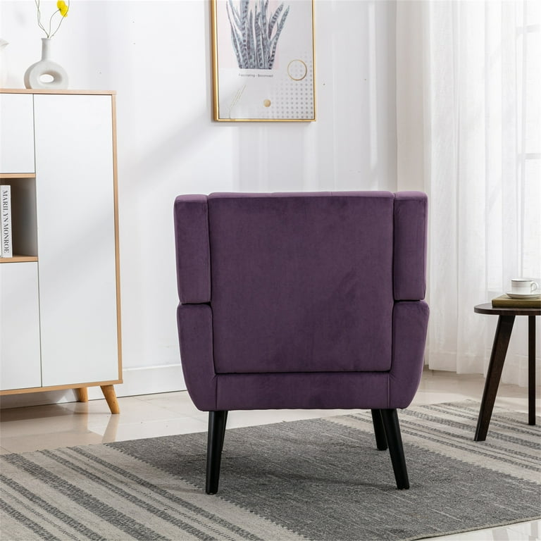 Purple Fabric Chair ミッドセンチュリー モダン1人掛けソファ Mid Century Accent Chair, Button Tufted Upholstered Sofa Chairs