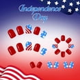 thumbnail image 3 of Chanana 24Pcs 4th of July Press on Nails Short Square French Tip Fake Nails Independence False Nails with American Flag Star Glitter Design Acrylic Day Glue on Nails DIY for Women Decoration, 3 of 7