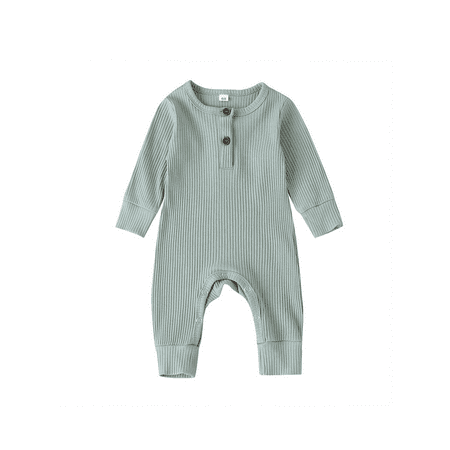 

Merqwadd Newborn Baby Boy Girl Knitted Romper Jumpsuit Solid Long Sleeve Legging Bodysuit Playsuit Clothes