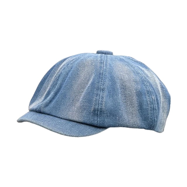 Boina para mujer, gorra de vendedor de periódicos, informal, de 8 paneles, estilo pintor, con visera Azul