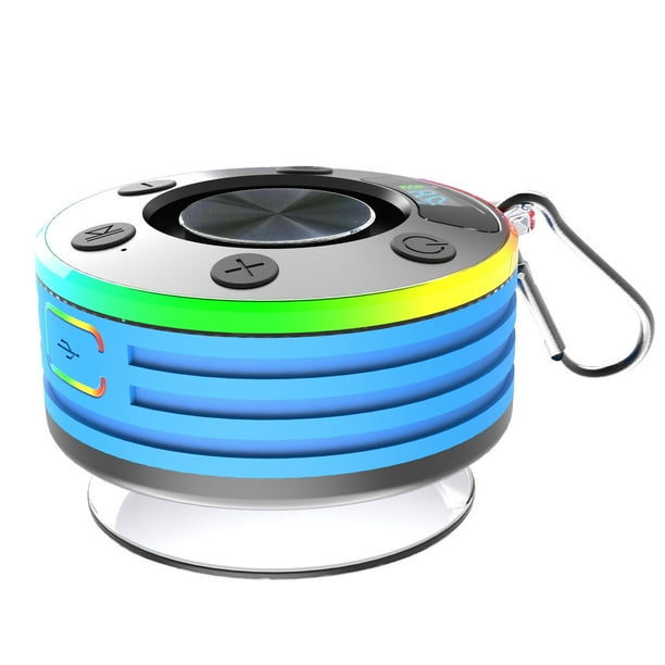 Altavoces Bluetooth Inalámbrico, 7 Niveles de Baño Impermeable Bluetooth Altavoz con Diseño Inalámbrico Mini a Prueba de Polvo, Reloj de Radio Y Música Portátil para Ducha Aventuras Al Aire Libre