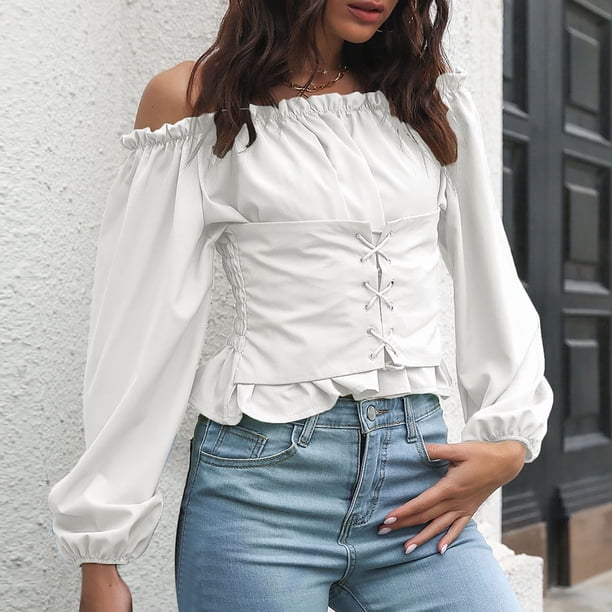 AXXD White Basic Plus Size Shirts for Women Summer 2024 Crop Tops