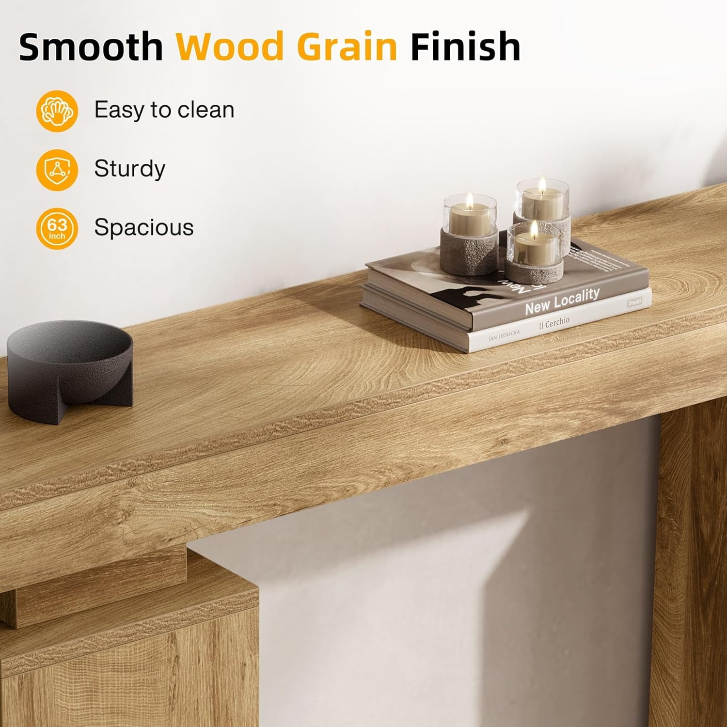 Tribesigns 63-Inch Long Console Table, Farmhouse Entryway Table Behind Couch