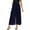 Dark Blue, variant on Bibifish Womens Pants Chiffon Elegant High Waisted Elastic Waistband Flowy Wide Leg Pants Trendy Lightweight Workout Trousers With Pockets
