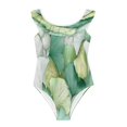 thumbnail image 3 of Girls Ruffle One Piece Swimsuit, Stretchy Fabric for Beach & Pool Activities Ginkgo Leaves, 3 of 8