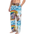 thumbnail image 2 of Uemuo Rainbow Animals on Noah's Ark Pattern Men's Wide Leg Palazzo Lounge Pants with Pockets Light Weight Loose Comfy Casual Pajama Pants-Medium, 2 of 9