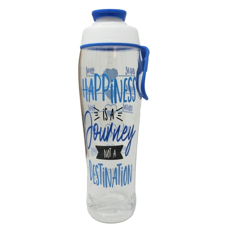 50 Strong BPA Free Reusable Water Bottle with Time Marker - 30 oz.  Motivational Fitness Bottles - Hours Marked - Drink More Water Daily -  Tracker Helps You Drink Water All Day 