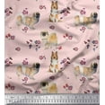 thumbnail image 1 of Soimoi Georgette Viscose Fabric Floral,Sheltie & Pekingese Dog Print Sewing Fabric Yard 42 Inch Wide, 1 of 1