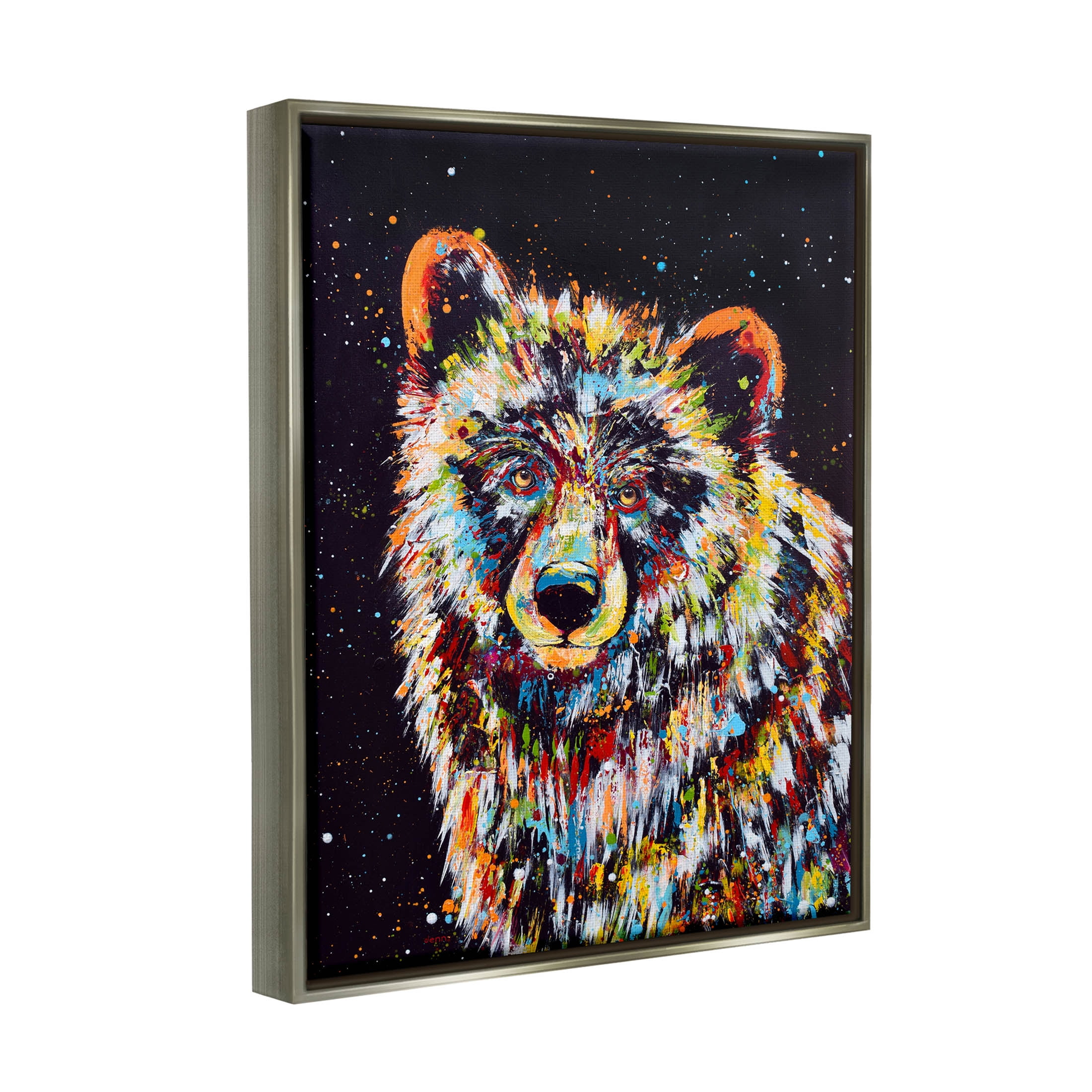 Modern Bear Urban Strokes Animals & Insects Painting Luster Gray Framed Art Print Wall Art