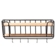 thumbnail image 3 of Baxton Studio Jaron Modern Industrial Oak Finished Wood and Black Finished Metal 2-Tier Entryway Wall Mounted Key and Coat Hanger, 3 of 4