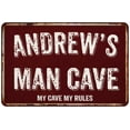 thumbnail image 1 of ANDREW'S Man Cave Sign Garage Mancave Decor Accessories Signs Vintage Retro Rustic Tin Wall Art Name Home Beer Dads Gift 8 x 12 Matte Finish Metal 108120003243, 1 of 1