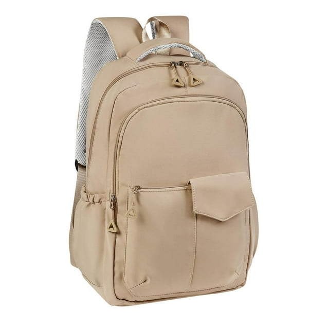 Mochila con porta laptop y solapa magnética-Ayme beige 35 x 46 x 15