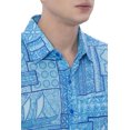 thumbnail image 3 of LA LEELA Men's Hawaiian Shirt Fashion Button Down Short Sleeves Holidays Aloha Party Casual Tops Summer Beaches Shirts for Men S Blue Floral, 3 of 6