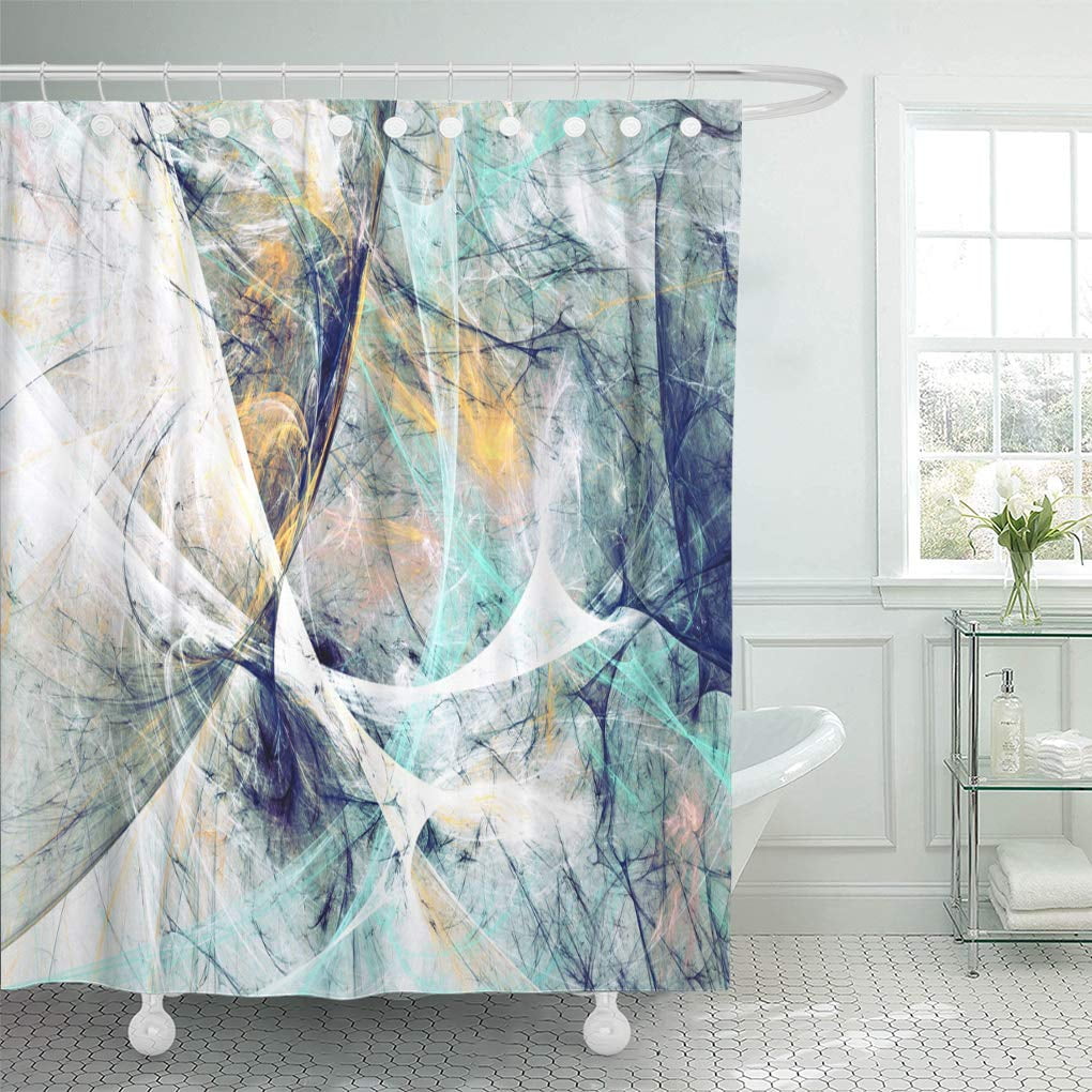 KSADK Abstract Beautiful Blue and White Color Dynamic Painting Modern  Futuristic Cold Fractal for Creative Shower Curtain Bathroom Curtain 60x72  inch  KSADK Abstract Beautiful Blue and White Color Dynamic Painting Modern  Futuristic Cold Fractal for Creative Shower Curtain Bathroom Curtain 60x72  inch