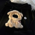 thumbnail image 4 of TrendOFT Cute Dog Graphic Hoodies for Women Embroidery Hooded Sweatshirts Girls Kawaii Cartoon Anime Lightweight Pullover Tops Black M, 4 of 5