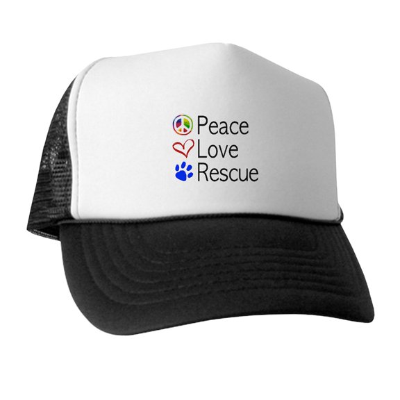 CafePress - Peace Love Rescue - Adjustable Unisex Printed Trucker Hat with Mesh Back