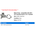 thumbnail image 2 of Water Pump - Compatible with 2001 - 2012 Hyundai Elantra 2.0L 4-Cylinder 2002 2003 2004 2005 2006 2007 2008 2009 2010 2011, 2 of 2
