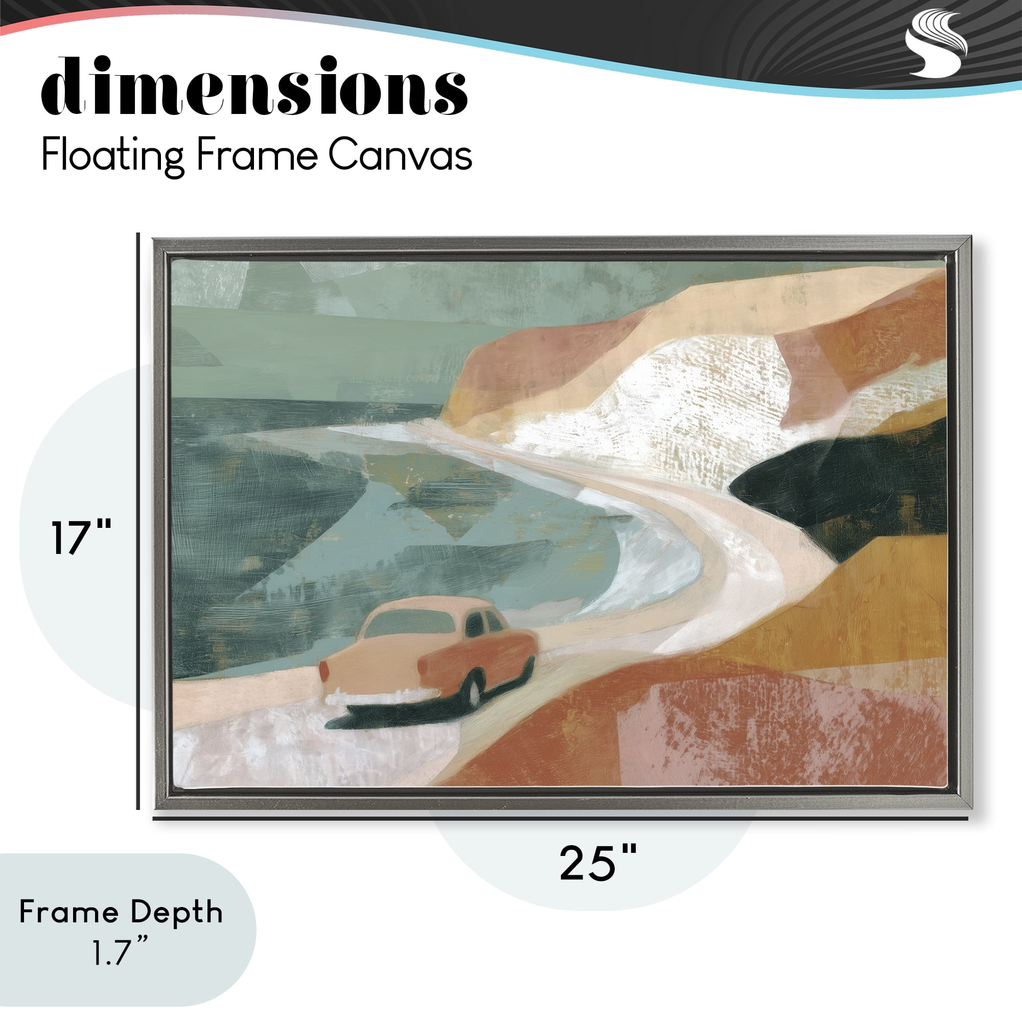 Stupell Industries Classic Car on Coastal Highway Gray Framed Floater Canvas Wall Art, design by Chromatic Storm Studio