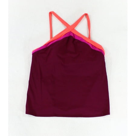 Becca Womens Swimsuit - Becca NEW Purple Pink Womens Small S Cross Front Tankini Top Swimwear