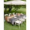 thumbnail image 4 of Outdoor Tablecloths with Umbrella Hole & Zipper, Farmhouse Haze Blue Brown 54x80 Inch Tablecloth Rectangle, Vintage Wooden Striped Waterproof Table Cloth, Patio/Pool/Picnic Table Covers, 4 of 8