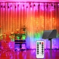 thumbnail image 4 of Solar Curtain Lights Fairy Lights 8 Modes Remote Control Waterproof Solar Garden Light Waterfall Fairy String Light Durability(Color 300 lights), 4 of 9