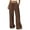 Brown, variant on Womens Palazzo Pants Summer Fashion High Waisted Wide Leg Drawstring Flowy Beach Trousers with Pockets