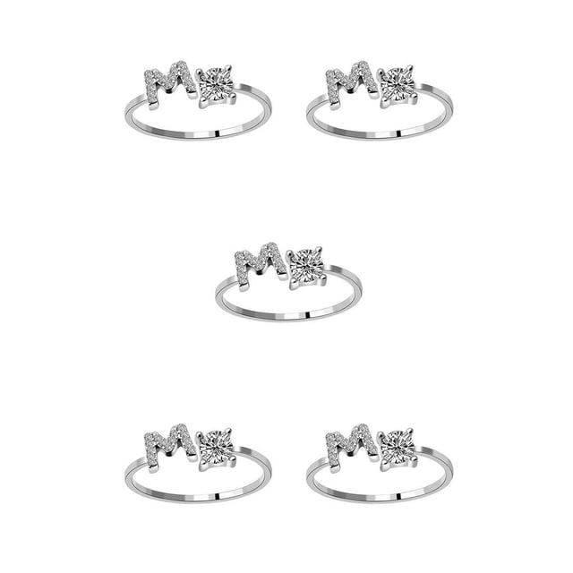 Minnieouse Anillo abierto con letras mayúsculas, elegantes anillos de compromiso, viajes, oficina, compras, joyería decorativa, cumpleaños, Type5 NO5