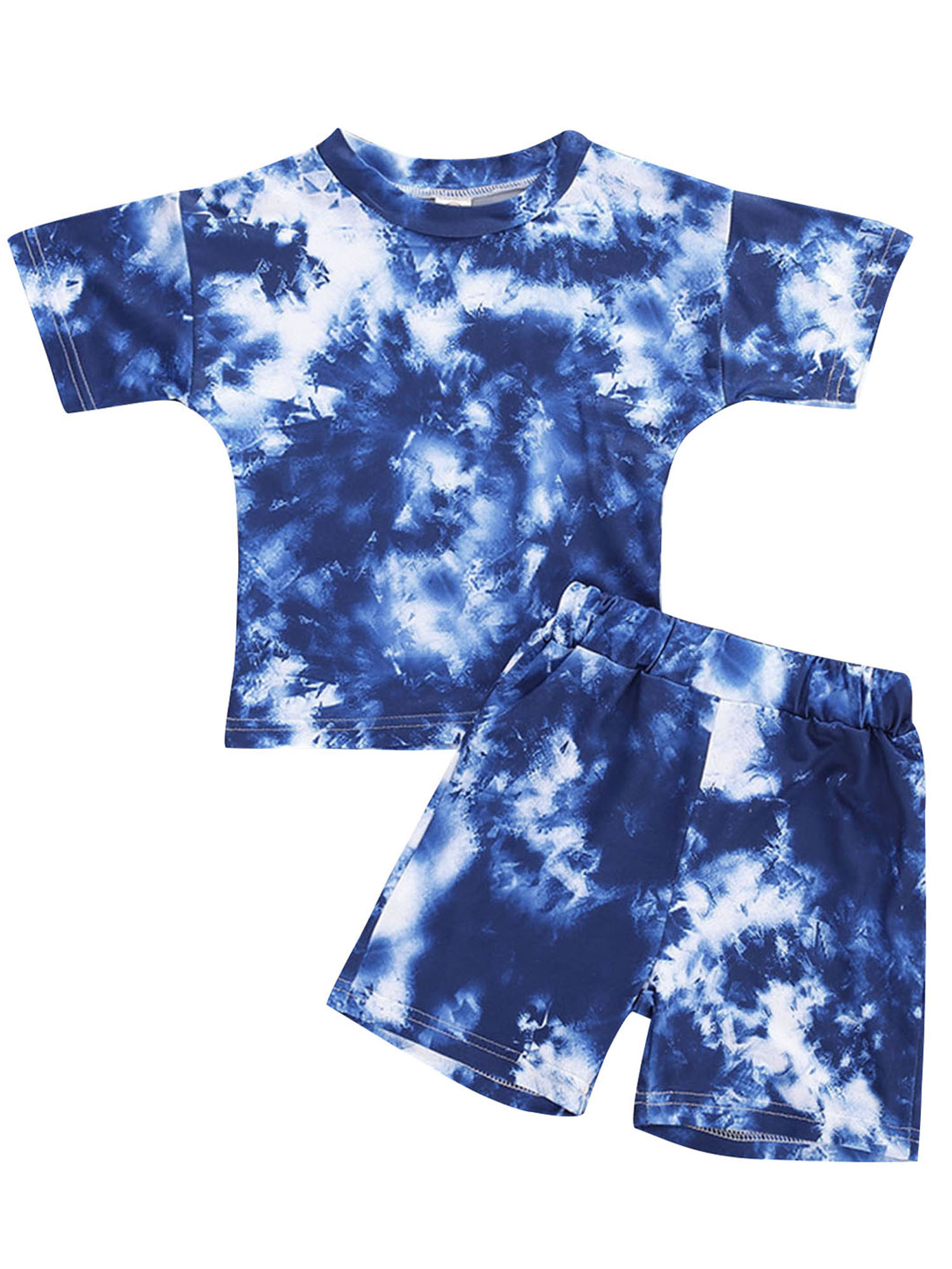 Baby Toddler Boy Girl Tie Dye Outfits Short Sleeve T-Shirt Top+Short Pants 2Pcs Unisex Summer Clothes