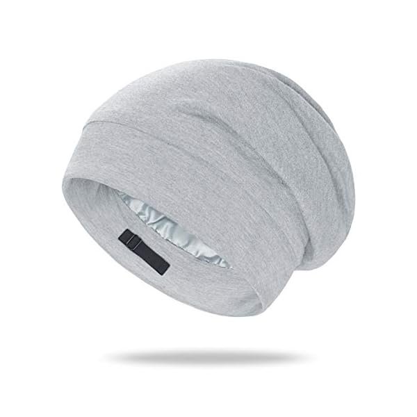 wonima11 100% Mulberry Silk Bonnet for Sleeping Women, Silk Hair Wrap for Sleeping, Silk Sleep Bonnet for Women&Men, Real Silk, Not Satin, Light Grey