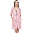 thumbnail image 2 of Bimba Polka Dot Print Peach Women's Short Sleepshirt Night Dress With Pockets - 6, 2 of 8