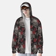 thumbnail image 2 of Balery Skull and Red Roses Sudadera ligera de manga larga con capucha y protección solar UPF 50+ para hombre y mujer, ideal para pesca y running-Small, 2 of 7