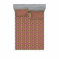 thumbnail image 2 of Ethnic Bedding Set with Sheet & Covers, Vintage Colored Geometric Abstract Motifs Pattern Folk Tile, Printed Bedroom Decor 2 Shams, 4 Sizes, Pink Pale Orange, by Ambesonne, 2 of 3