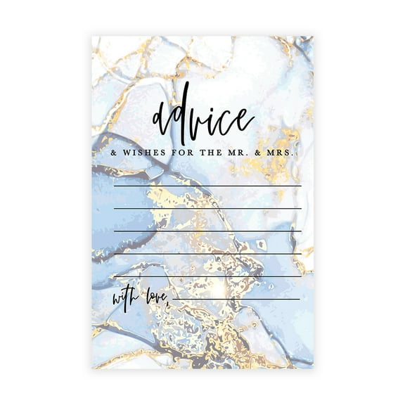 Koyal Wholesale Gold Blue Agate Wedding Advice & Well Wishes Guest Book Cards for Bride and Groom, 56 Pack