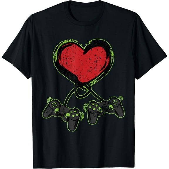 Video Game Heart Controller Valentine's Day Shirt Kids Boys T-Shirt