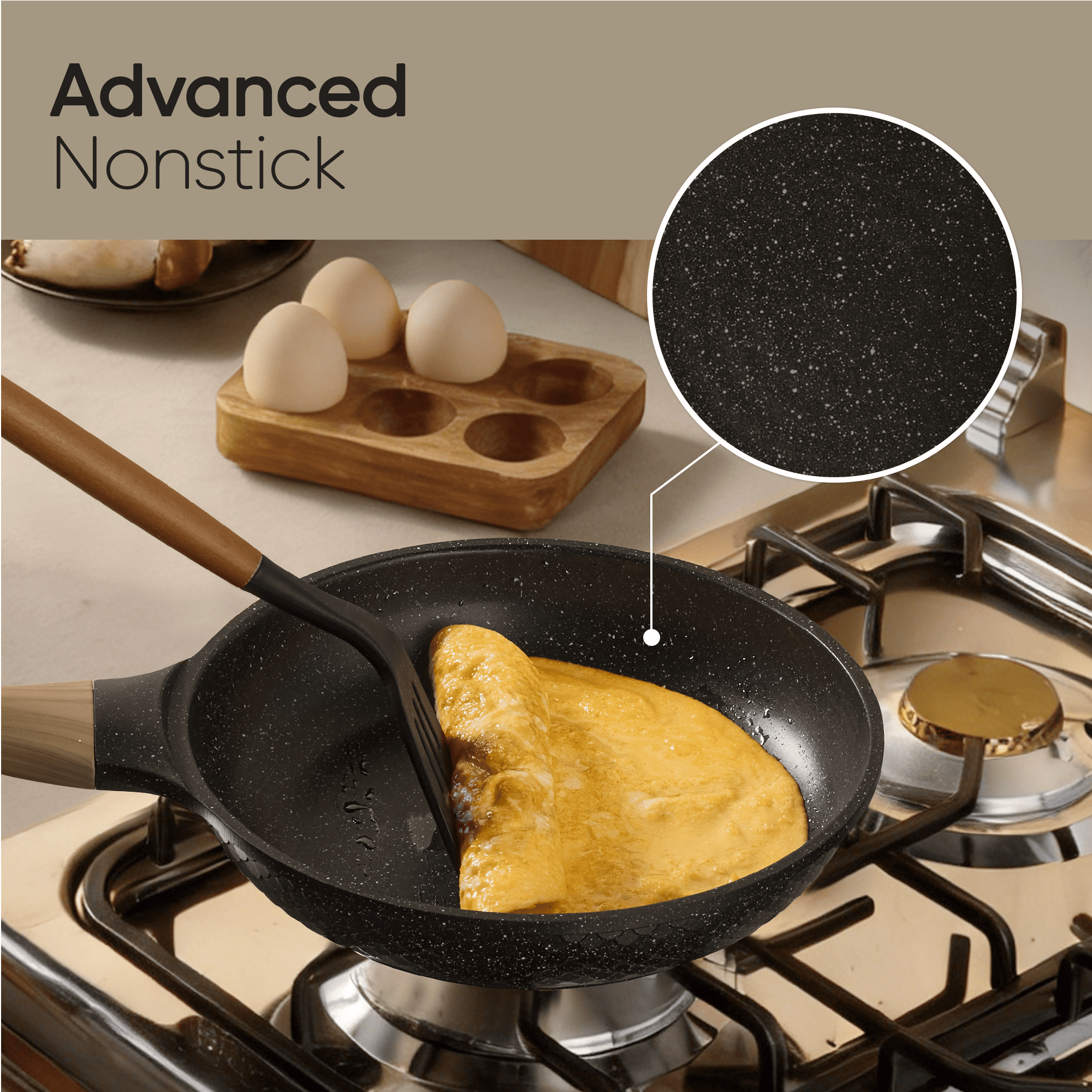 Carote 18-Piece Nonstick Pots and Pans, Granite Cookware Set with Kitchen Utensils, Black