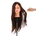thumbnail image 1 of Cabeza de maniquí de cabello humano 30% con soporte de abrazadera para trenzado yeacher Cabeza hueca, 1 of 7