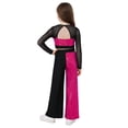 thumbnail image 2 of SiiRoh Girls Sequins Long Sleeve Cropped Top with Wide Leg Pants Sparkly Color Block Hip Hop Street Dance Outfits Hot Pink 8, 2 of 7