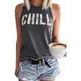 thumbnail image 1 of Débardeurs Graphiques pour Femmes Été Casual Chemises Sans Manches Pissenlit Lettre Imprimé Col Rond Tees, 1 of 5
