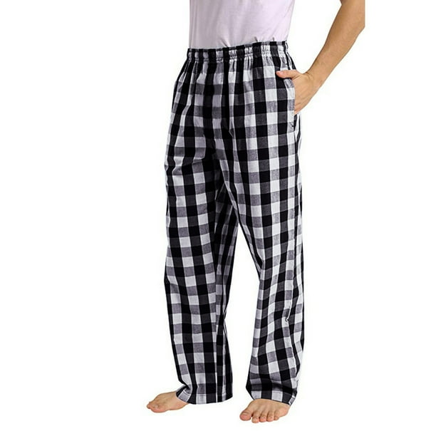 Pantalones de pijama deportivos holgados con estampado a cuadros informales a la moda para hombre