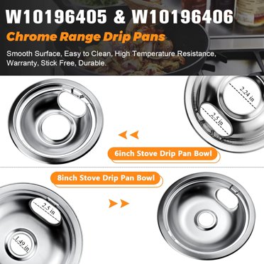 ClimaTek 6-Inch Chrome Drip Pan Bowl - Replacement For Whirlpool Roper Stove Burner WPW10196406