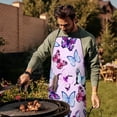 thumbnail image 4 of Pink Butterfly Pattern Apron-Garden Aprons for Women with Pockets-Cotton Linen Waterproof Kitchen Cooking Gardening Aprons Adjustable for Kitchen,Cooking,BBQ and Salon 33x27 Inch, 4 of 7