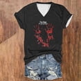 thumbnail image 2 of Tops Cortos para las Mujeres, Halloween Impreso V-Cuello Camiseta de Manga Corta, Tela de Imitación de Moda Casual, 2 of 3