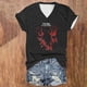 thumbnail image 3 of Tops Cortos para las Mujeres, Halloween Impreso V-Cuello Camiseta de Manga Corta, Tela de Imitación de Moda Casual, 3 of 3