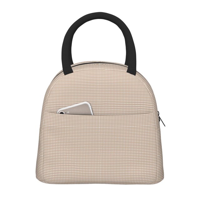 Balery Brown Gingham Bolsa de Almuerzo para Mujeres, Caja de Almuerzo, Bolsa de Almuerzo Pequeña Impermeable, Tote de Almuerzo Reutilizable con Gran Capacidad