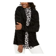 JM COLLECTION Womens Black Long Sleeve Open Cardigan Sweater Petites Size: PXL