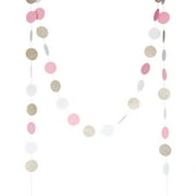 Circle Dots Paper Party Garland (10 Feet Long) by Chloe Elizabeth - Pink, White, Gold Glitter